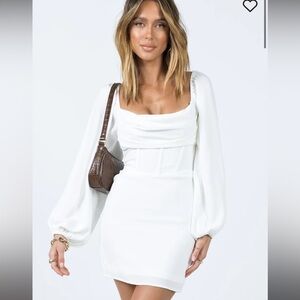 Lillie white long sleeve mini dress